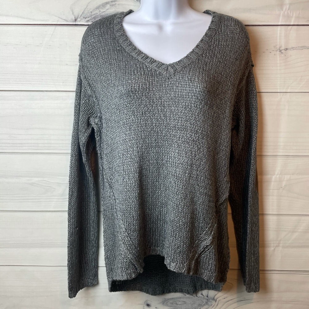 RD Style Elbow Patch Pullover Gray knit sweater